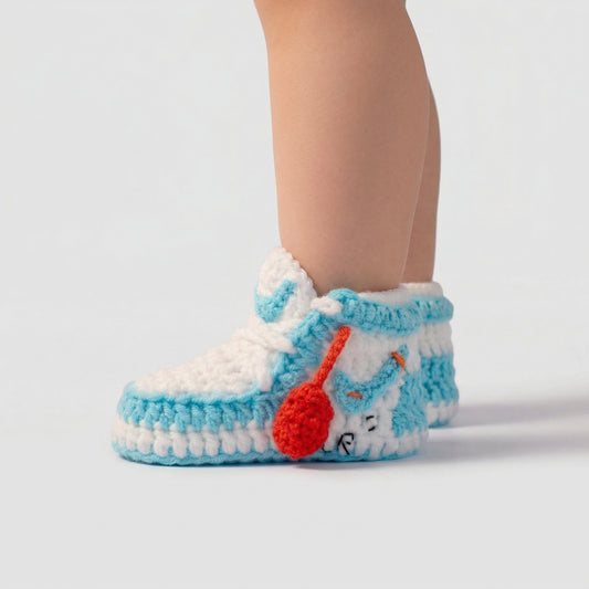 Gehaakte babyslofjes SoftStart met Blauw en wit voor baby